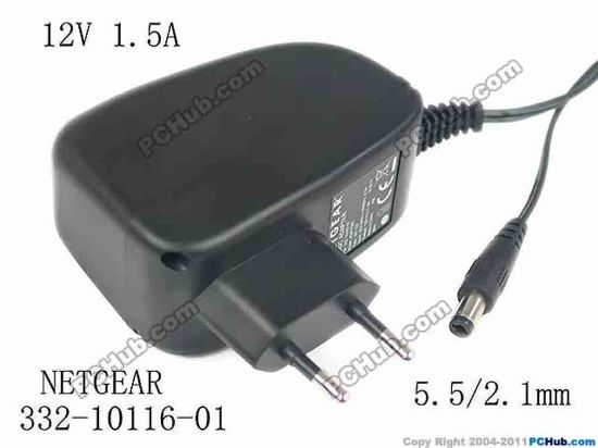 120257 NETGEAR AC To DC (Netgear)) AC Adapter 5V-12V 12V 1.5A, 5.5/2.1mm, EU 2-Pin NETGEAR AC To DC (Netgear)) AC Adapter 5V-12V 