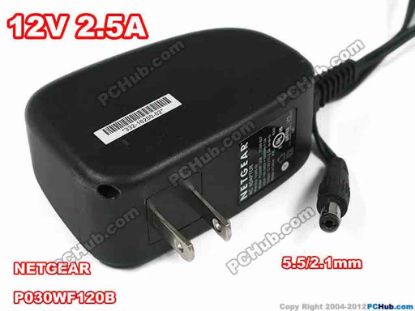 120258 NETGEAR AC To DC (Netgear)) AC Adapter 5V-12V 12V 2.5A, 5.5/2.1mm, US 2-Pin, New NETGEAR AC To DC (Netgear)) AC Adapter 5V-12V 