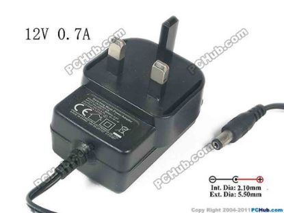 120277 UPH Other Brand AC Adapter 5V-12V 12V 0.7A, 5.5/2.1mm, UK 3-Pin, New UPH Other Brand AC Adapter 5V-12V 