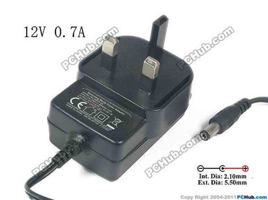 120277 UPH Other Brand AC Adapter 5V-12V 12V 0.7A, 5.5/2.1mm, UK 3-Pin, New UPH Other Brand AC Adapter 5V-12V 
