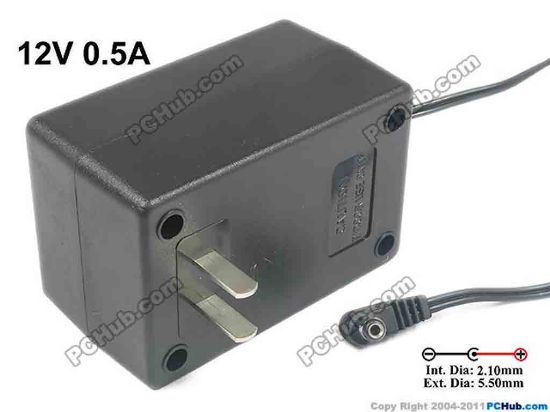 120352 UPH Other Brand AC Adapter 5V-12V 12V 0.5A, 5.5/2.1mm, US 2-Pin, New, 12 UPH Other Brand AC Adapter 5V-12V