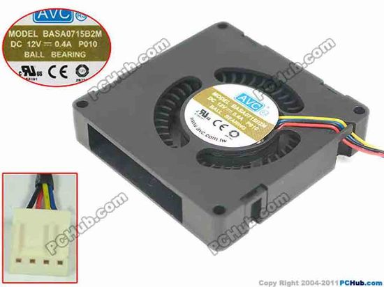 120390 AVC BASA0715B2M Server - Square Fan P010, sq70x70x15, w80x4x4, 12V 0.4A AVC BASA0715B2M Server - Square Fan 