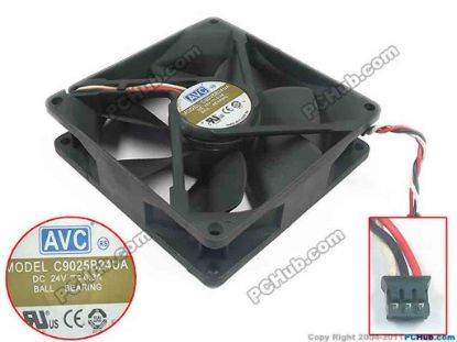 120398 AVC C9025B24UA Server - Square Fan X, sq90x90x25, w140x3x3, 24V 0.3A AVC C9025B24UA Server - Square Fan 