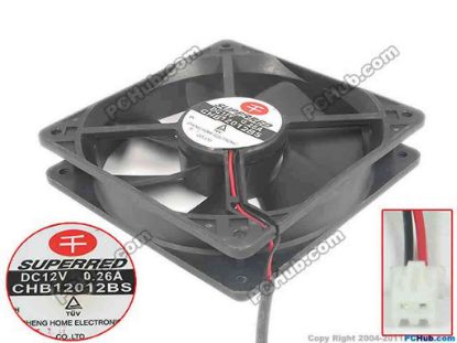 120402 Superred CHB12012BS Server - Square Fan 2-wire, 12V 0.26A Superred CHB12012BS Server - Square Fan 
