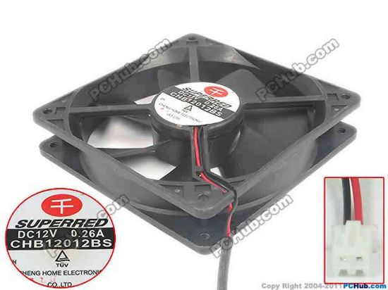 120402 Superred CHB12012BS Server - Square Fan 2-wire, 12V 0.26A Superred CHB12012BS Server - Square Fan 