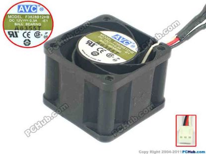 120460 AVC F3828B12HB Server - Square Fan sq38x38x28, 3-wire, 12V 0.3A AVC F3828B12HB Server - Square Fan 