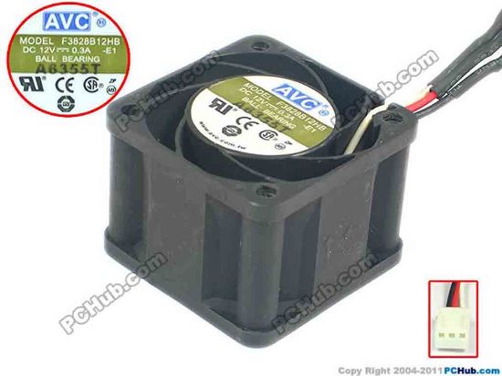 120460 AVC F3828B12HB Server - Square Fan sq38x38x28, 3-wire, 12V 0.3A AVC F3828B12HB Server - Square Fan 