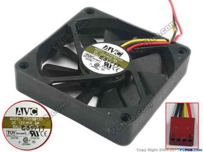 120461 AVC F7015B12H Server - Square Fan sq70x70x15, w70x3x4, 12V 0.3A AVC F7015B12H Server - Square Fan 