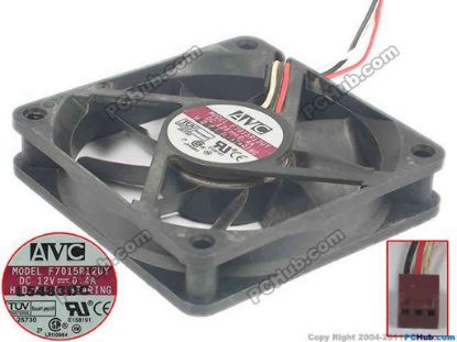 120462 AVC F7015R12UY Server - Square Fan sq70x70x15, 3-wire, 12V 0.4A AVC F7015R12UY Server - Square Fan 