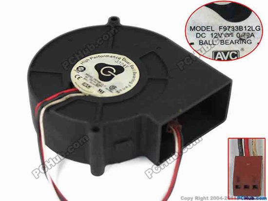 120464 AVC F9733B12LG Server - Square Fan sq97x97x33mm, w60x3x3, DC 12V 0.72A AVC F9733B12LG Server - Square Fan 