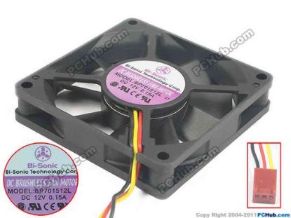 120504 Bi-Sonic BP701512L Server - Square Fan sq70x70x15, 3-wire, 12V 0.15A Bi-Sonic BP701512L Server - Square Fan 