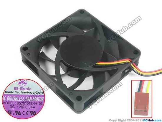 120506 Bi-Sonic BS701512HH-03 Server - Square Fan C1, sq70x70x15, 3-wire, 12V 0.34A Bi-Sonic BS701512HH-03 Server - Square Fan 