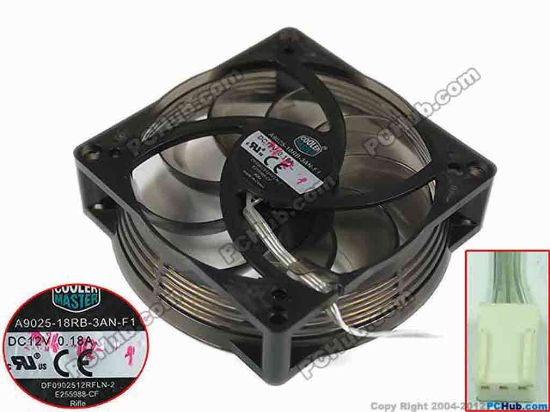 120673 Cooler Master A9025-18RB-3AN-F1 Server - Square Fan DF0902512RFLN-2, w90x3x3, 3-wire, 12V 0.18A Cooler Master A9025-18RB-3AN-F1 Server - Square Fan 