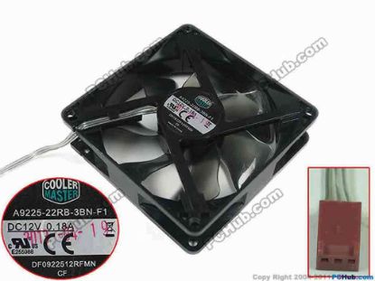 120675 Cooler Master A9225-22RB-3BN-F1 Server - Square Fan DF922512RFMN, sq92x92x25, w80x3x3, 12V 0.18A Cooler Master A9225-22RB-3BN-F1 Server - Square Fan 
