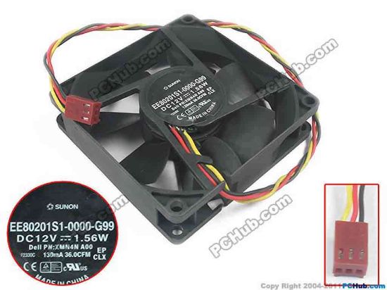 120696 SUNON EE80201S1-0000-G99 Server - Square Fan XMN4N A00, sq80x80x20, 3-wire, 12V 1.56A SUNON EE80201S1-0000-G99 Server - Square Fan 