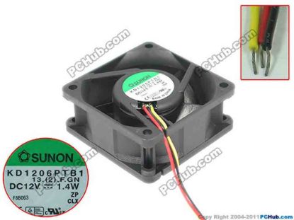 120725 SUNON KD1206PTB1 Server - Square Fan sq60x60x25, 3-wire, 12V 1.4W SUNON KD1206PTB1 Server - Square Fan 