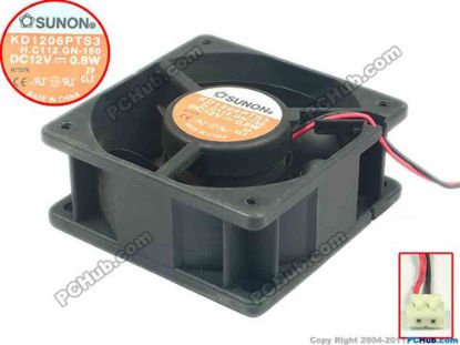 120730 SUNON KD1206PTS3 Server - Square Fan H.C112.GN-150, sq60x60x25, w40x2x2, 12V 0.8W SUNON KD1206PTS3 Server - Square Fan 