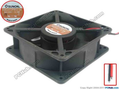 120762 SUNON KDE2412PMS2-6A Server - Square Fan sq120x120x38, 2-wire, 24V 5.5W SUNON KDE2412PMS2-6A Server - Square Fan 