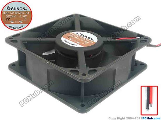 120762 SUNON KDE2412PMS2-6A Server - Square Fan sq120x120x38, 2-wire, 24V 5.5W SUNON KDE2412PMS2-6A Server - Square Fan 
