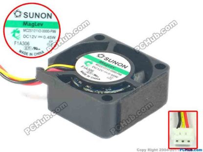120772 SUNON MC25101V2-0000-F99 Server - Square Fan sq25x25x10, w15x2x2, 12V 0.45W SUNON MC25101V2-0000-F99 Server - Square Fan 