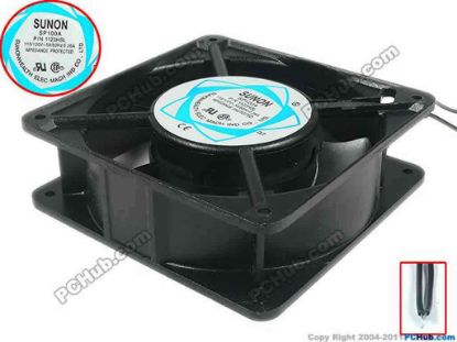 120804 SUNON SP100A Server - Square Fan P/N 1123HSL, sq120x120x38, 2-wire, 120V 0.26A SUNON SP100A Server - Square Fan 