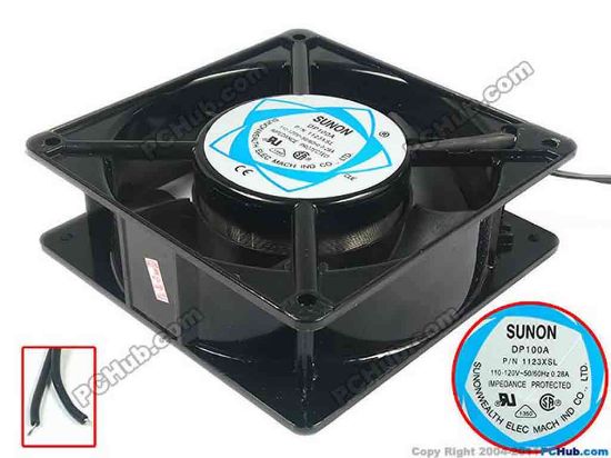120805 SUNON SP100A Server - Square Fan P/N 1123XSL, sq120x120x38, 2-wire, 110V 0.26A SUNON SP100A Server - Square Fan
