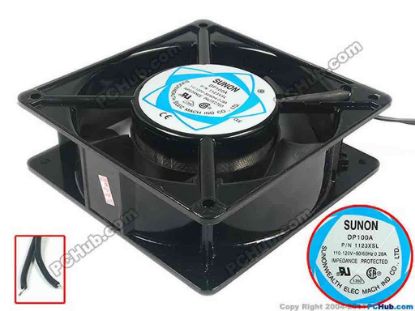 120805 SUNON SP100A Server - Square Fan P/N 1123XSL, sq120x120x38, 2-wire, 110V 0.26A SUNON SP100A Server - Square Fan