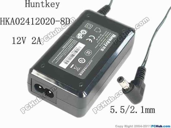 121083 Huntkey HKA02412020-8D AC Adapter 5V-12V 12V 2A, 5.5/2.1mm, 2-Prong, New Huntkey HKA02412020-8D AC Adapter 5V-12V