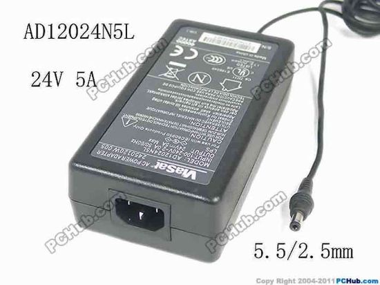 121114 ViaSat AD12024N5L AC Adapter 20V & Above 24V 5A, 5.5/2.5mm, C14, New ViaSat AD12024N5L AC Adapter 20V & Above