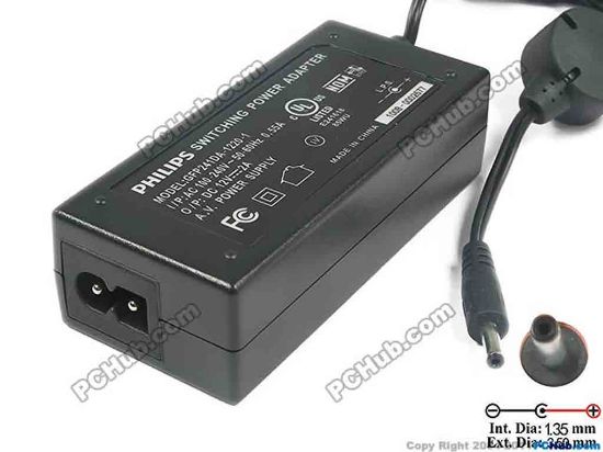 121142 Philips Common Item (Philips) AC Adapter 5V-12V 12V 2A, 3.5/1.35mm, 2-Prong, New Philips Common Item (Philips) AC Adapter 5V-12V 