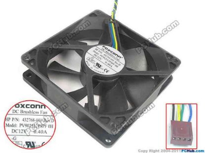 121164 Foxconn PV902512PSPF Server - Square Fan OH, sq92x92x25, w70x4x4, 12V 0.40A Foxconn PV902512PSPF Server - Square Fan 