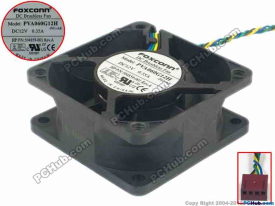 121168 Foxconn PVA060G12H Server - Square Fan -P01-AE, sq60x60x25, w75x4x4, 12V 0.35A Foxconn PVA060G12H Server - Square Fan 