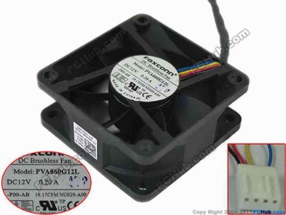 121169 Foxconn PVA060G12L Server - Square Fan P00-AB, sq60x60x25, w60x4x4, 12V 0.20A Foxconn PVA060G12L Server - Square Fan 