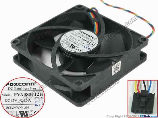 121170 Foxconn PVA080F12H Server - Square Fan P02-AE, sq80x80x20, w200x4x5, 12V 0.36A Foxconn PVA080F12H Server - Square Fan 