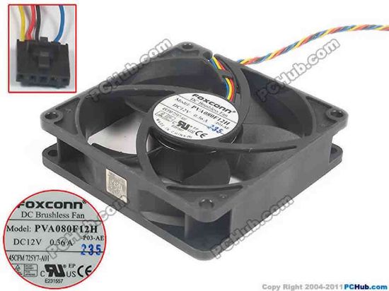 121171 Foxconn PVA080F12H Server - Square Fan P03-AE, sq80x80x20, 4-wire, 12V 0.36A Foxconn PVA080F12H Server - Square Fan 