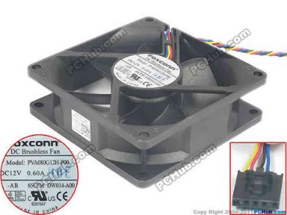 121173 Foxconn PVA080G12H Server - Square Fan P00, sq80x80x25, 4-wire, 12V 0.06A Foxconn PVA080G12H Server - Square Fan 