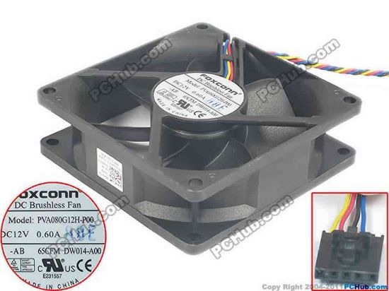121173 Foxconn PVA080G12H Server - Square Fan P00, sq80x80x25, 4-wire, 12V 0.06A Foxconn PVA080G12H Server - Square Fan 