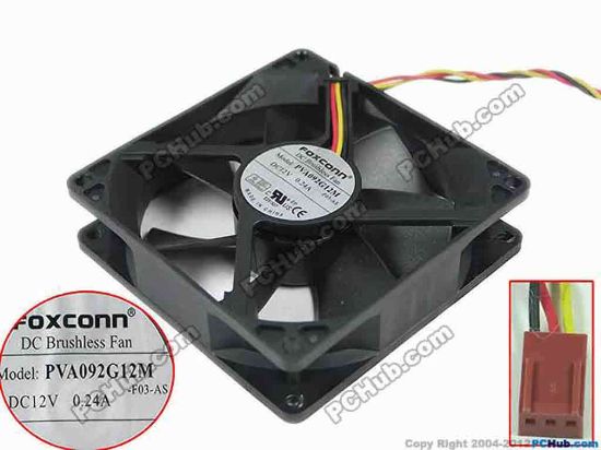 121174 Foxconn PVA092G12M Server - Square Fan F09-AS, sq90x90x25, 3-wire, 12V 0.24A Foxconn PVA092G12M Server - Square Fan 