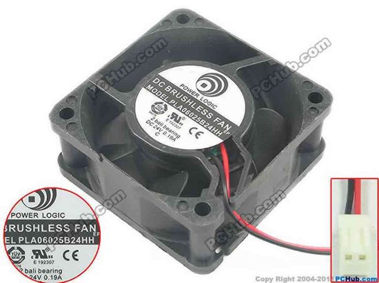 121183 Power Logic PLA06025B24HH Server - Square Fan sq60x60x25, 2-wire, 24V 0.19A Power Logic PLA06025B24HH Server - Square Fan 