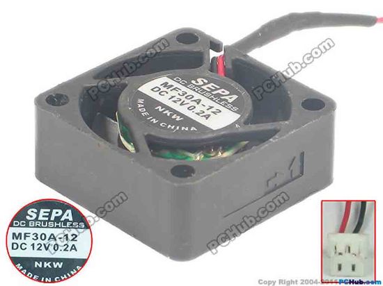 121219 SEPA MF30A-12 Server - Square Fan w30x2x2, 12V 0.2A SEPA MF30A-12 Server - Square Fan 