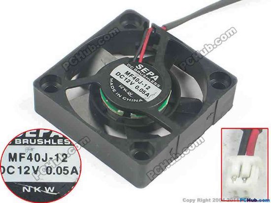 121228 SEPA MF40J-12 Server - Square Fan sq40x40x10, 2-wire, 12V 0.05A SEPA MF40J-12 Server - Square Fan 