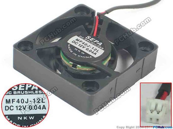 121230 SEPA MF40J-12L Server - Square Fan sq40x40x10, 2-wire, 12V 0.04A SEPA MF40J-12L Server - Square Fan 