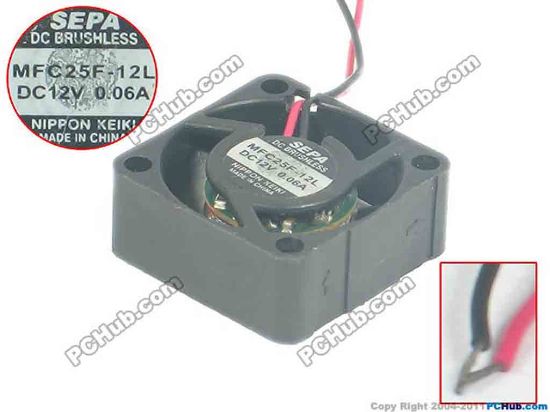 121240 SEPA MFC25F-12L Server - Square Fan sq25x25x10, 2-wire, 12V 0.06A SEPA MFC25F-12L Server - Square Fan 