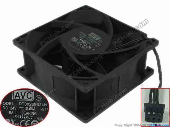 121372 AVC DT09238B24H Server - Square Fan 517, sq90x90x38, 3-wire, 24V 0.6A AVC DT09238B24H Server - Square Fan 