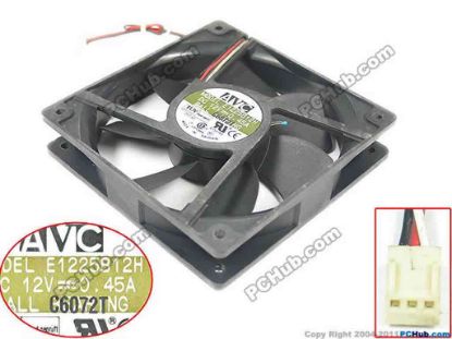 121377 AVC R1225B12H Server - Square Fan sq120x120x25, 3-wire, 12V 0.45A AVC R1225B12H Server - Square Fan 
