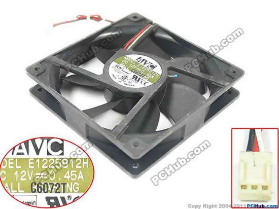 121377 AVC R1225B12H Server - Square Fan sq120x120x25, 3-wire, 12V 0.45A AVC R1225B12H Server - Square Fan 