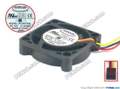 121379 Everflow R124010SL Server - Square Fan sq40x40x10, 3-wire, 12V 0.10A Everflow R124010SL Server - Square Fan 
