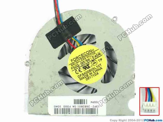121649 Forcecon DFS400805L10T Cooling Fan  F92Q, w40x4x4, 5V 0.45A, Bare fa Forcecon DFS400805L10T Cooling Fan  