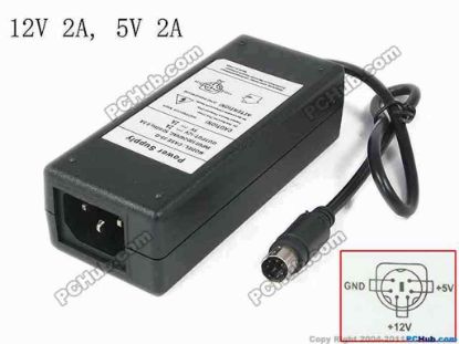 121798 PCH OEM Power AC Adapter 5V-12V 12V 2A, 5V 2A, 6P, P1&2=5V, P3&4=12V, C14, New PCH OEM Power AC Adapter 5V-12V 