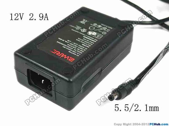 121834 2Wire 1000-500033-001 AC Adapter 5V-12V 12V 2.9A, Barrel 5.5/2.1mm 2Wire 1000-500033-001 AC Adapter 5V-12V